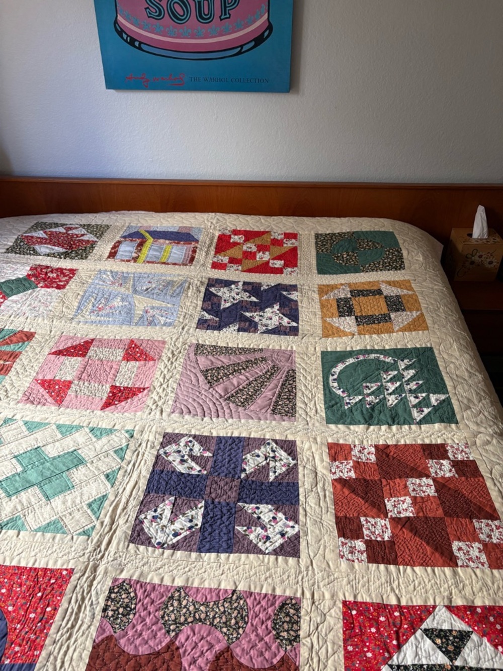 Vintage MCM cotton Handmade Patchwork Quilt - Multicolor - Picture 10 of 13
